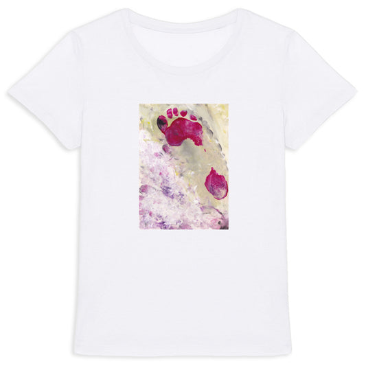 Design by Maria - Women's heavyweight T-shirt - Footprints on the beach
