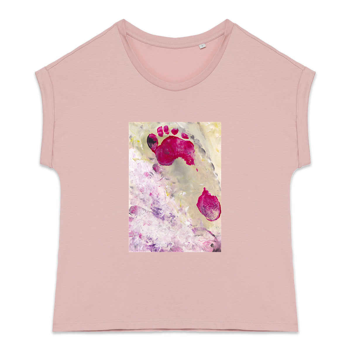 Design by Maria - Women's T-shirt with cuffed sleeves - Footprint on the beach