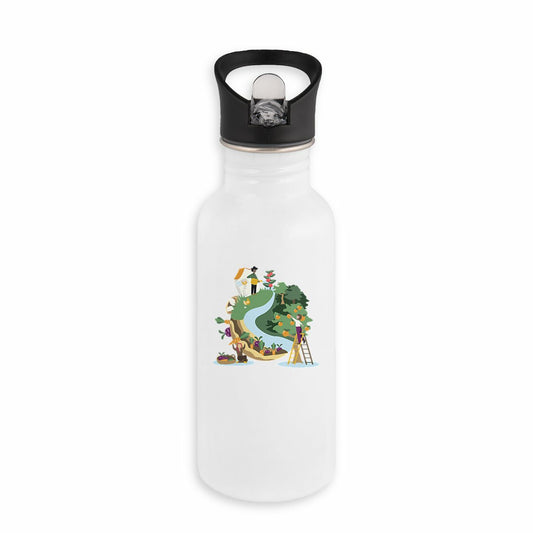 Stainless steel water bottle with straw - Food Wallet theme