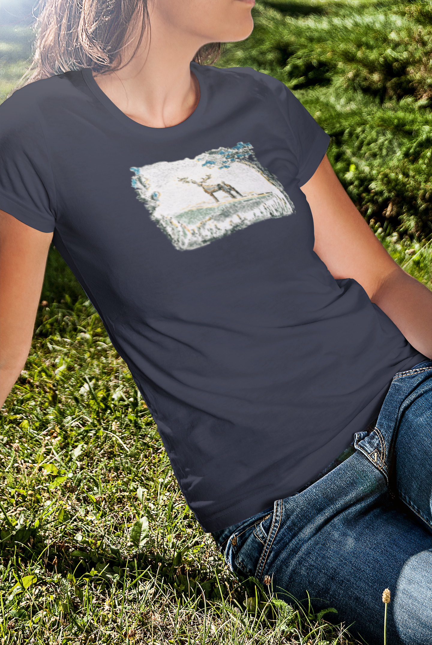 Diseño de Jana - Camiseta clásica de mujer - Ciervo en el bosque