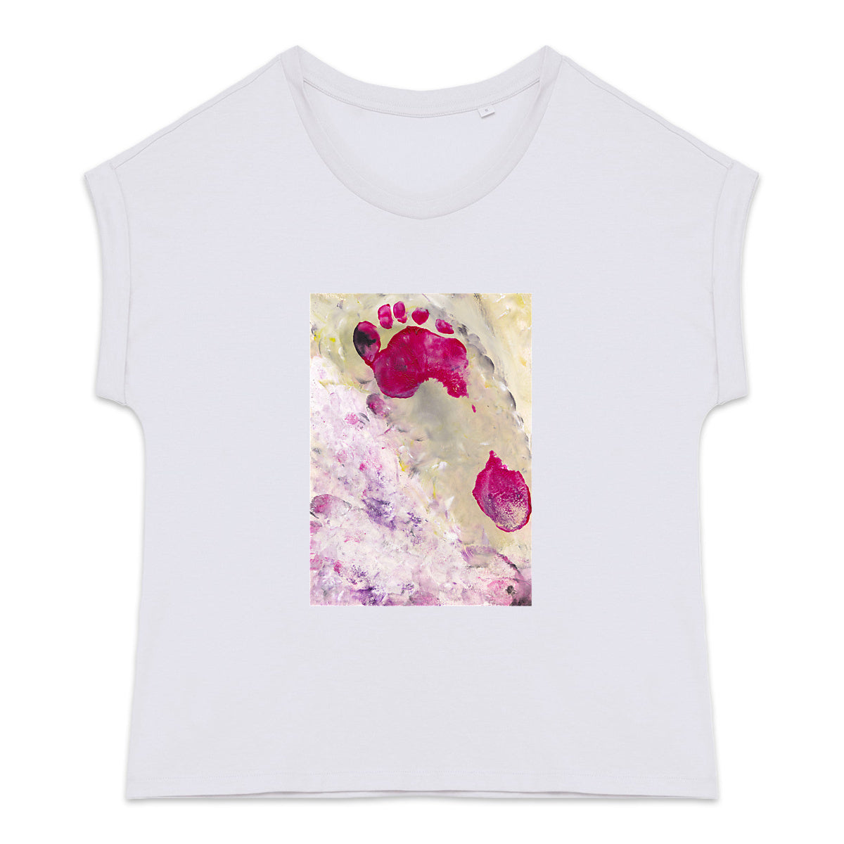 Design by Maria - Women's T-shirt with cuffed sleeves - Footprint on the beach