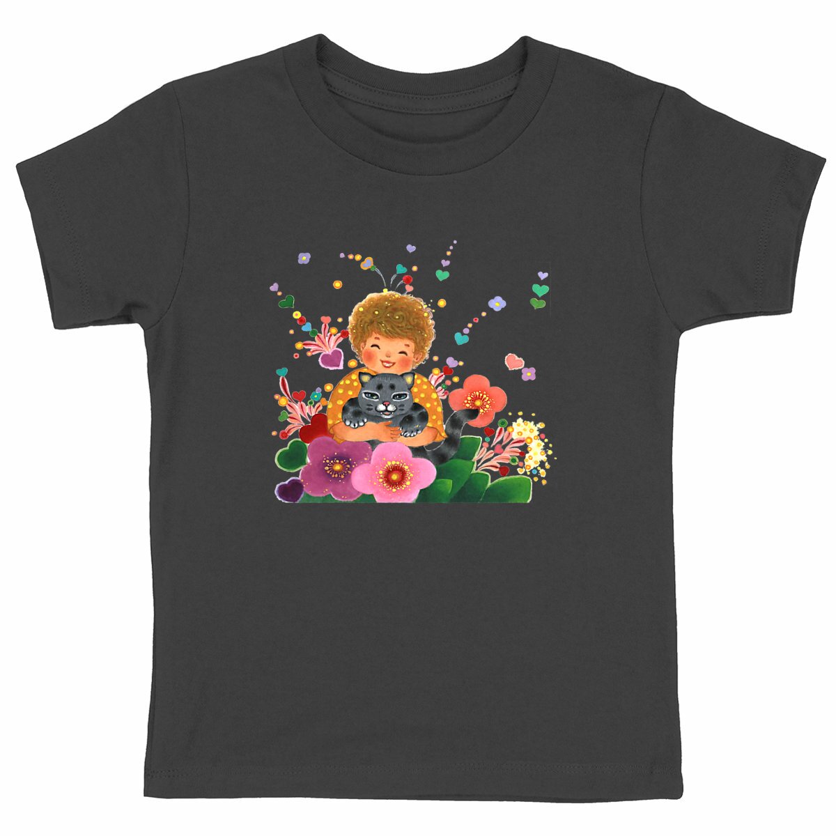 Happy - Kids T-shirt by Yu - front_black