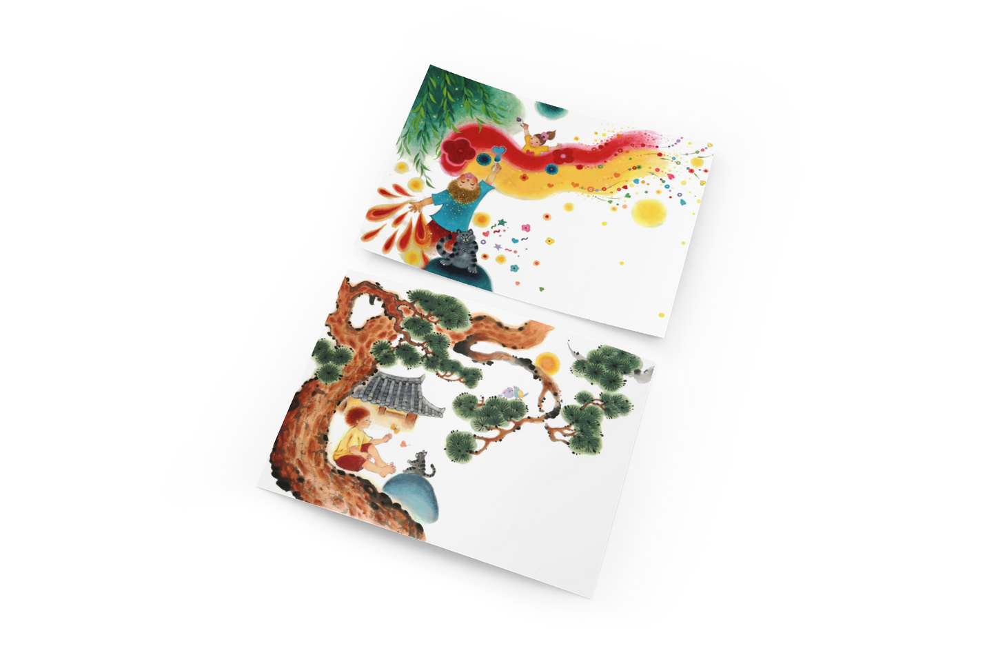 5 postcards with illustrations from The Boy and the Star Dragon