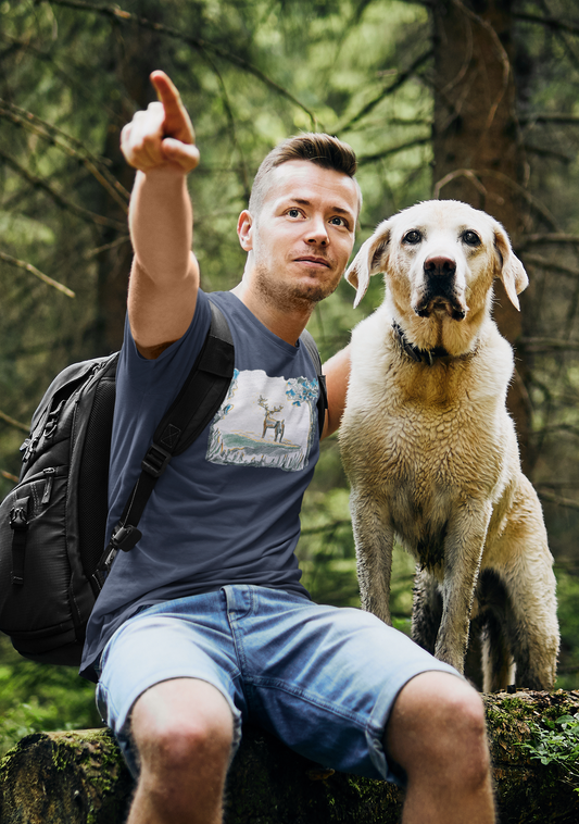 Ontwerp door Jana - Heren zwaargewicht T-shirt - Hert in het bos
